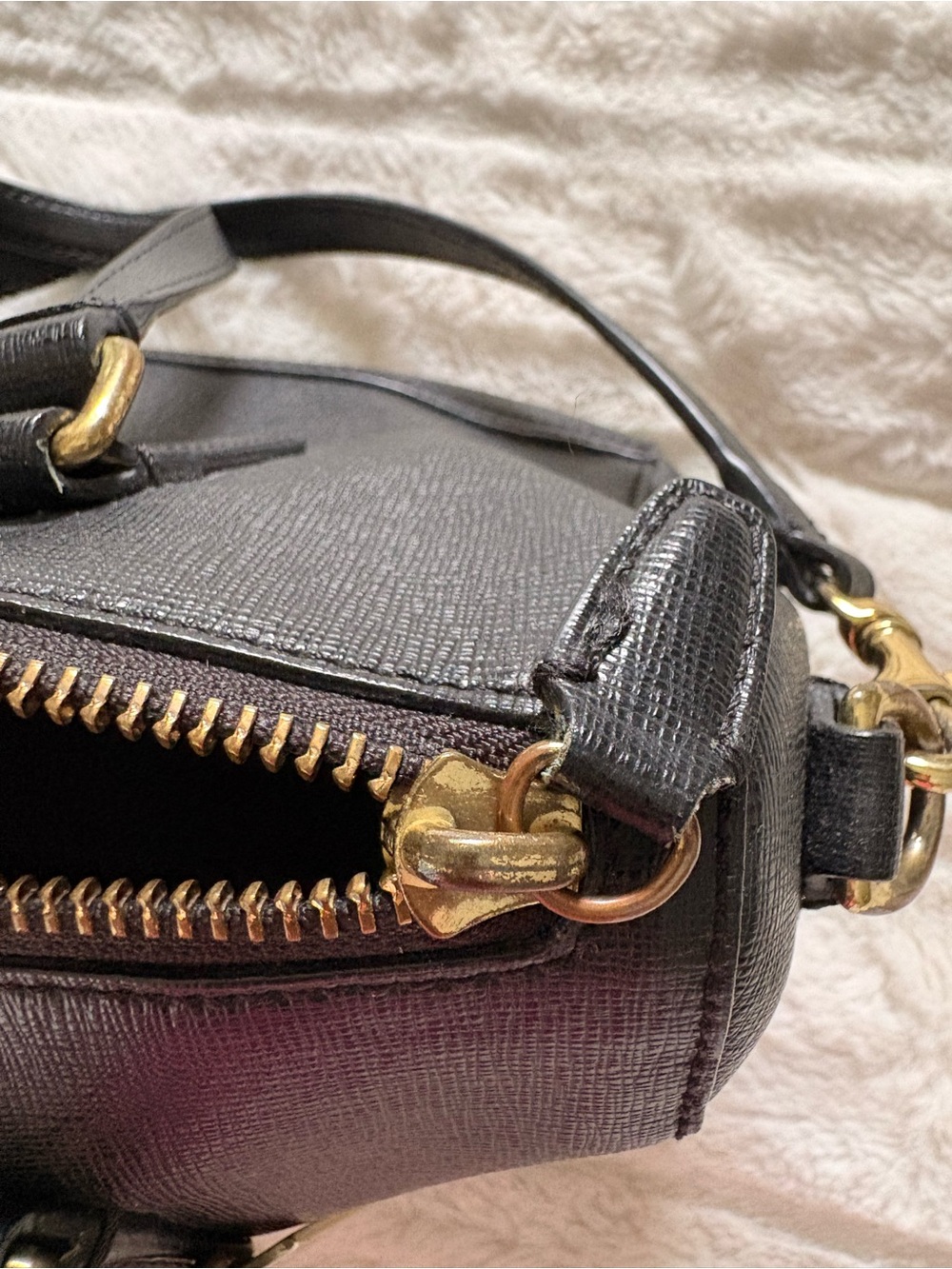 Coach Saffiano Mini Leather Satchel with Gold Hardware - Picture 12 of 13